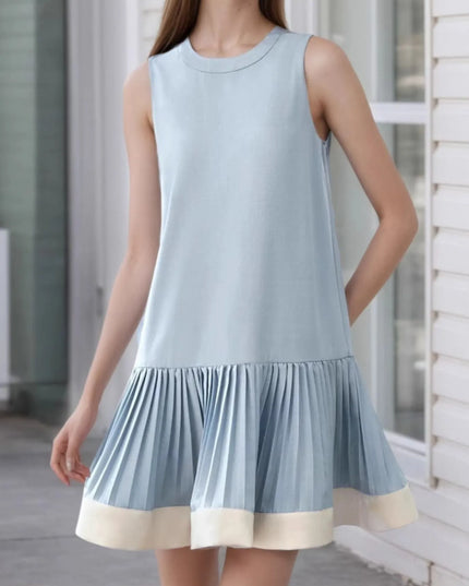 Sleeveless Pleated Hem Dress
