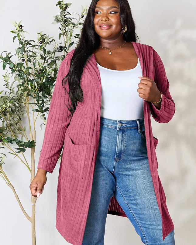 Basic Bae Full Size Hooded Sweater Cardigan