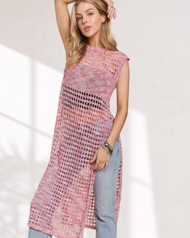 ADORA Multi Color Crochet Tunic Top 