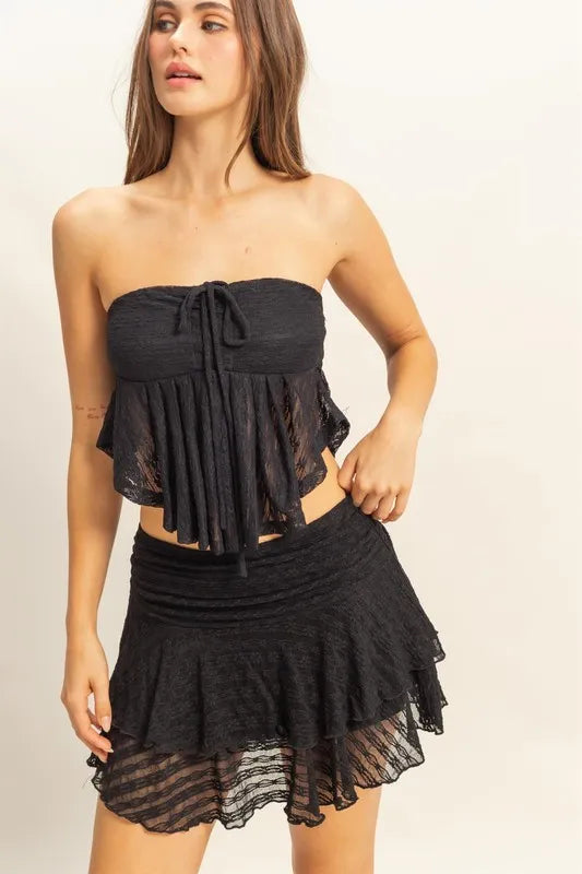 HYFVE Lace Bustier Flowy Tube Top BLACK
