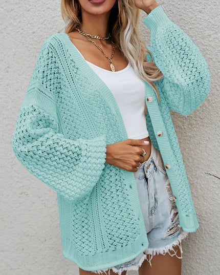 Openwork Button Front Cardigan