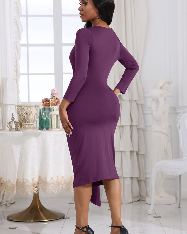 Tie Detail Round Neck Midi Dress