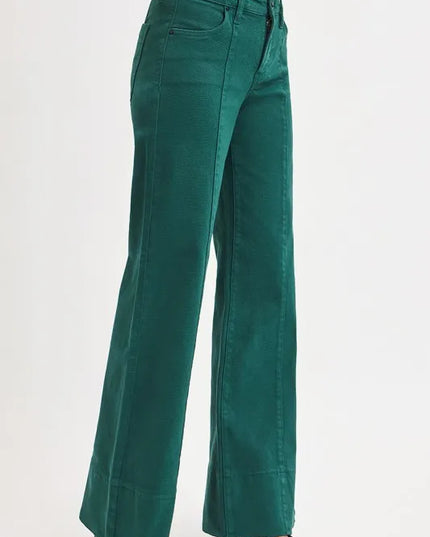 RISEN Full Size Tummy Control Mid Rise Wide Leg Jeans Plus Size