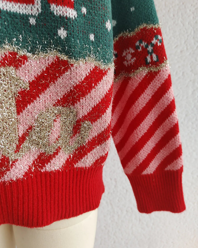 Christmas Letter Round Neck Long Sleeve Sweater