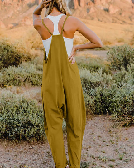 Double Take Full Size V-Neck Sleeveless Jumpsuit with Pockets