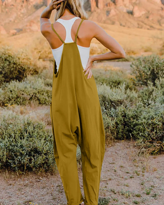 Double Take Full Size V-Neck Sleeveless Jumpsuit with Pockets