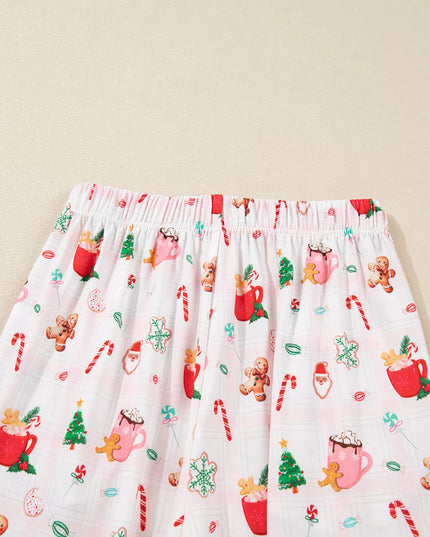Christmas Spirit Cute Holiday Print Short Sleeve Shirt and Pants 2pcs Pajama Set