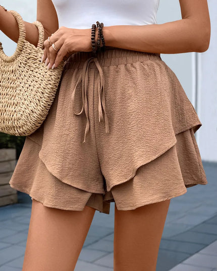 Perfee Tied Layered Shorts 