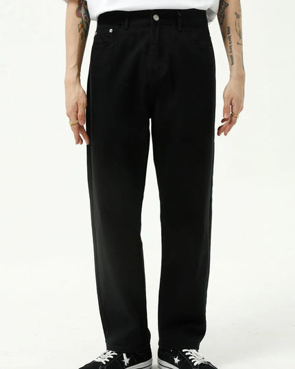 Washed Straight-Leg Slim Jeans Black