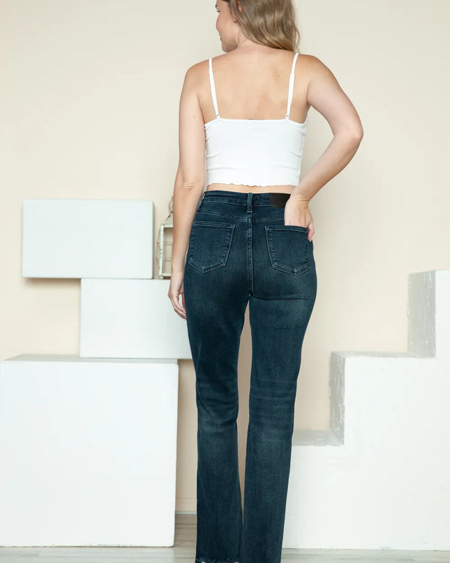 Judy Blue Full Size Button Fly Hem Destroy Straight Jeans