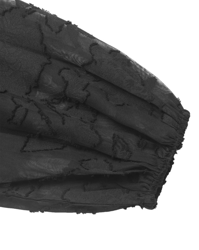 Button-Front Balloon Sleeve Mini Dress