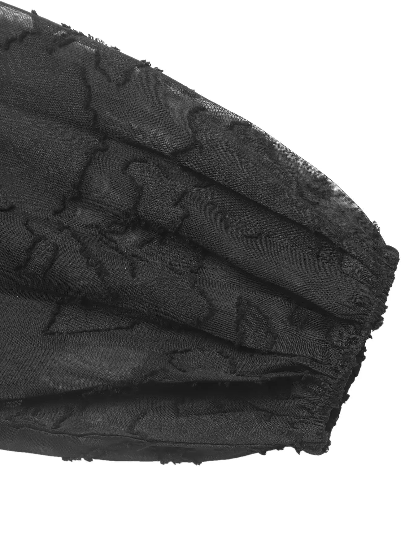 Button-Front Balloon Sleeve Mini Dress