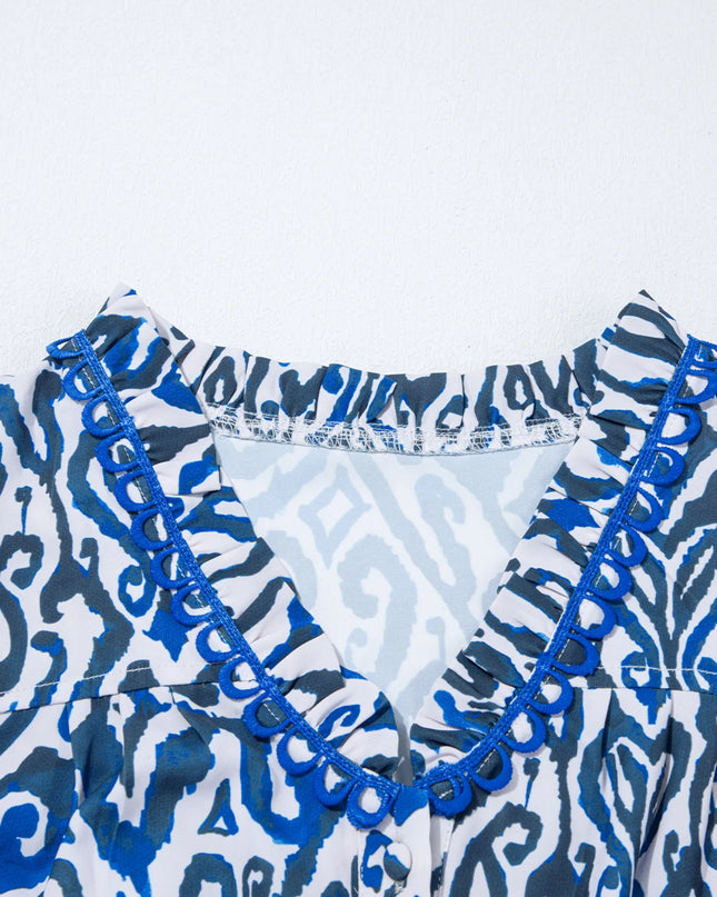 Paisley Print Long Sleeve Blouse