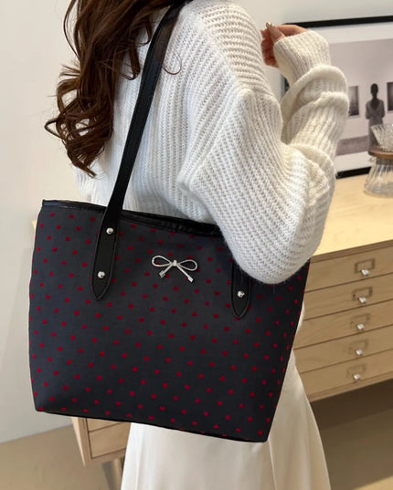 Bow Trim Polyester Tote Bag 