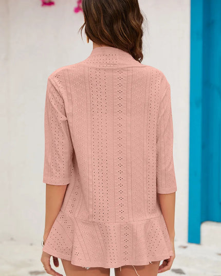 Eyelet Open Front Cardigan