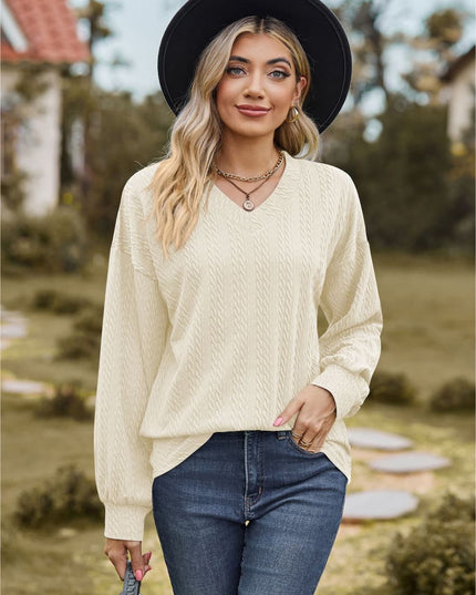 V-Neck Dropped Shoulder Blouse Ivory