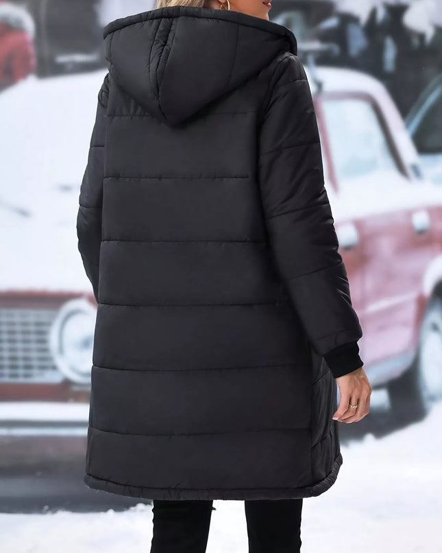 Quilted Zip Up Puffer Coat with Hood