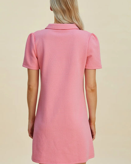Double Take Full Size Texture Short Sleeve Dress