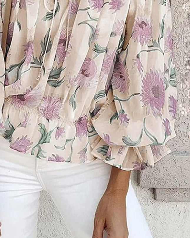 Off-Shoulder Floral Print Blouse