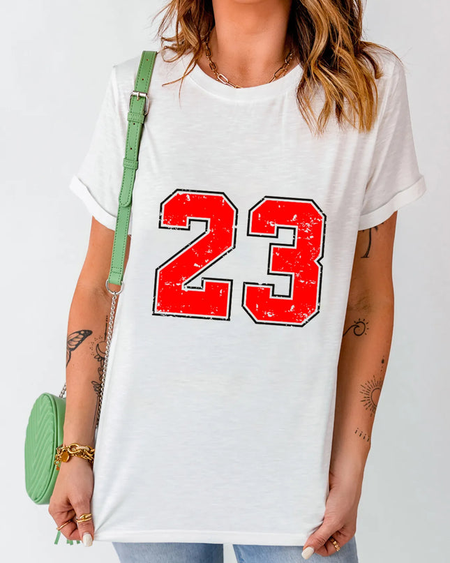 Number 23 Round Neck Casual T Shirt