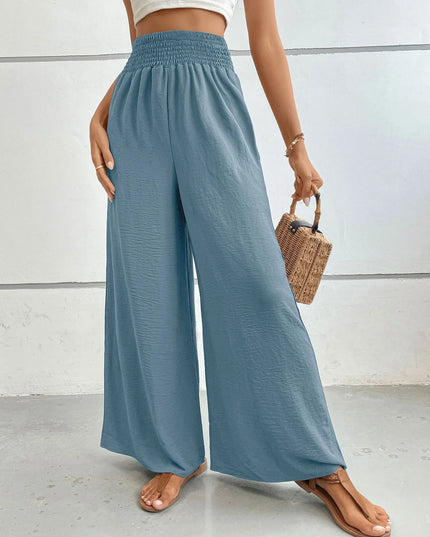 High-Waisted Wide Leg Pants French Blue