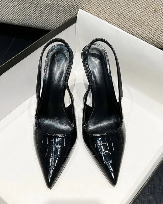 Point Toe Stiletto Slingback Pumps 