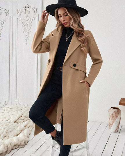 One Button Wool Blend Overcoat