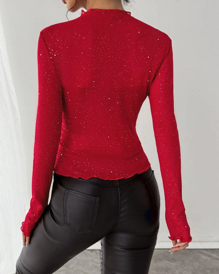 Glitter Long Sleeve Fitted Top
