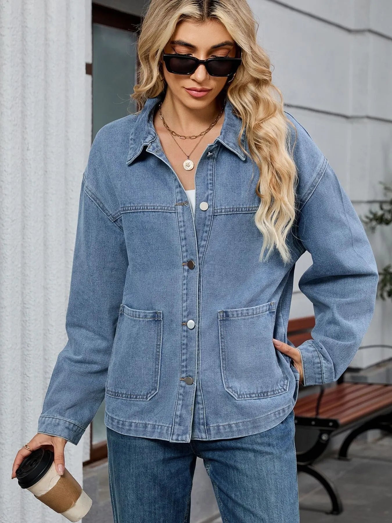 Washed Oversized Button Down Denim Jacket