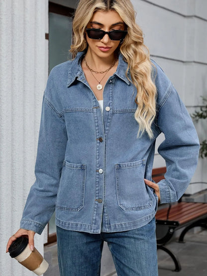 Washed Oversized Button Down Denim Jacket