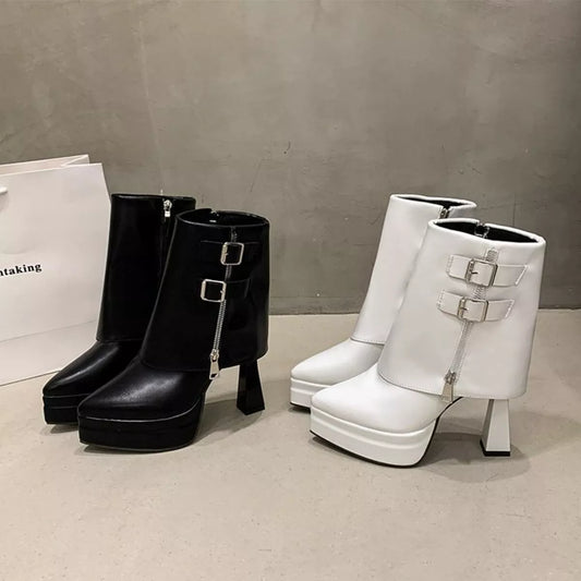 Point Toe High Heels Boots