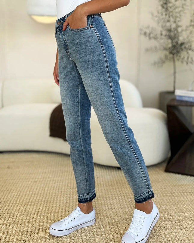 Judy Blue Full Size Mid Rise Rigid Magic Release Hem Jeans