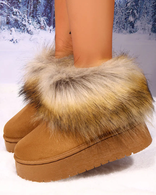 Fur-Trimmed Winter Boots Camel