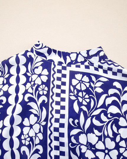 Shirred Waist V Neck Sleeveless Floral Print Midi Dress