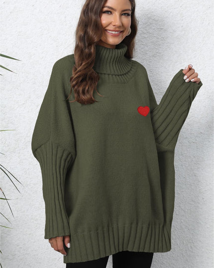 Turtle Neck Long Sleeve Ribbed Sweater