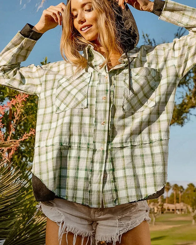 BiBi Casual Check Shirts with Hood