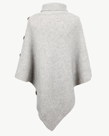 Turtleneck Buttoned Poncho
