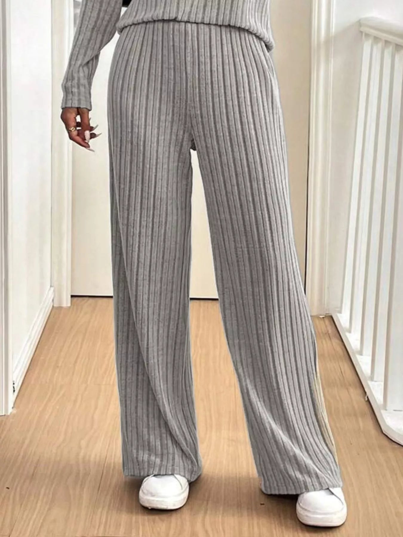 Button Detail Long Sleeve Top and Pants Set