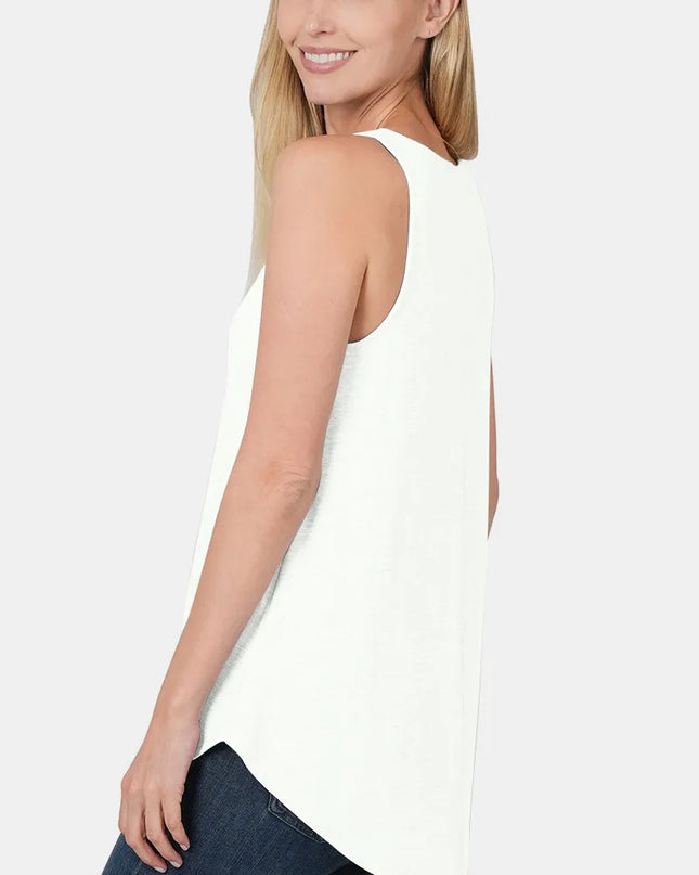 Zenana Round Neck Curved Hem Tank