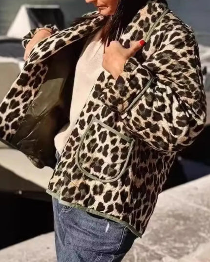 Leopard Open Front Long Sleeve Outerwear