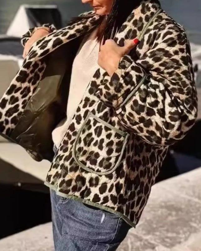 Leopard Open Front Long Sleeve Outerwear