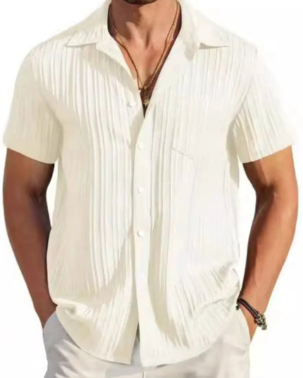 Men's Full Size Button Up Short Sleeve Shirt Plus Size Ivory