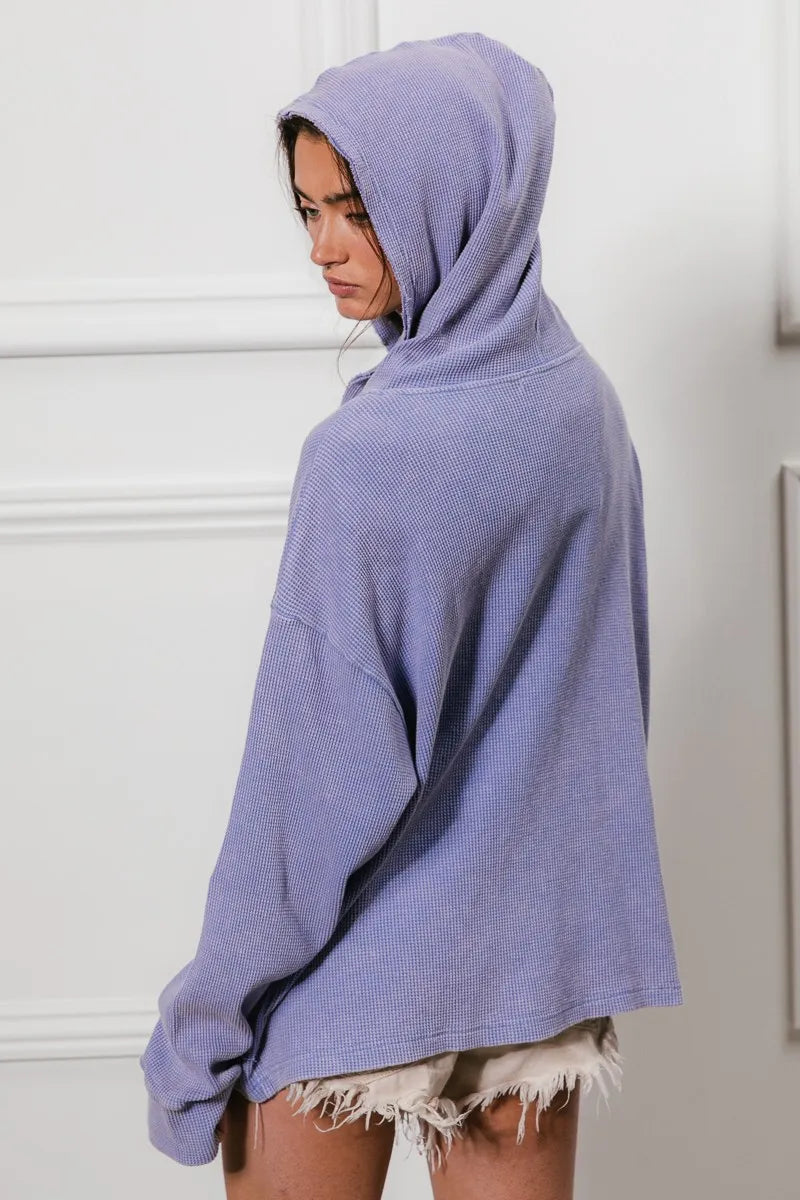 BiBi Washed Waffle Thermal Hooded Jacket