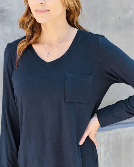 Basic Bae Full Size V-Neck Long Sleeve Top