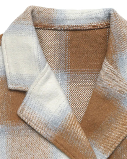 Plaid Wool Blend Longline Jacket