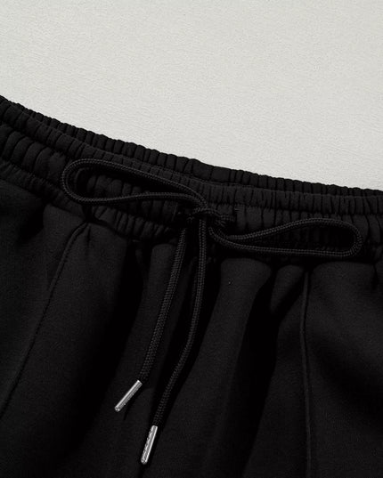 Drop Shoulder Zip Up Jacket and Drawstring Pants Active 2pcs Set