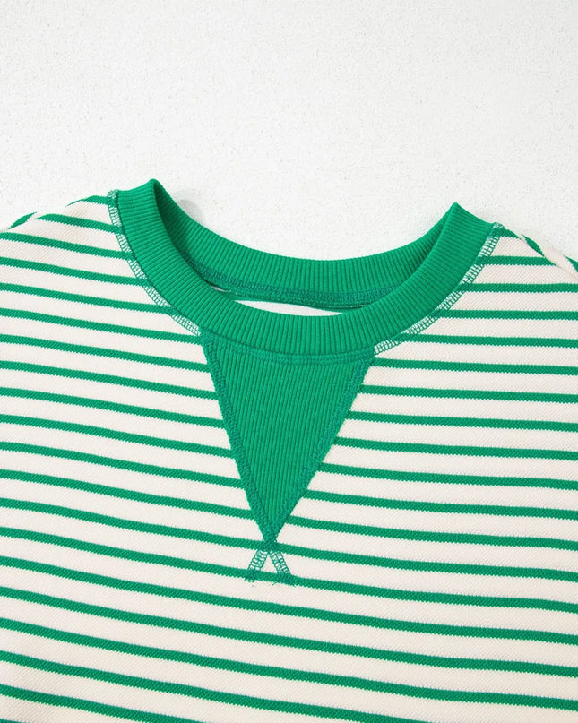 Striped Flounce Sleeve Casual Blouse