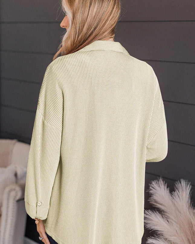 Striped Collared Neck Long Sleeve Shirt