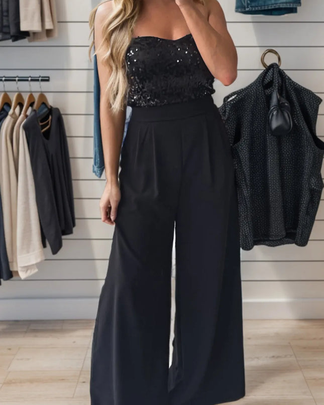 Sequin Tube Wide Leg Jumpsuit 