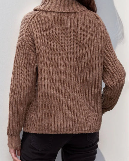 Turtleneck Dropped Shoulder Pullover Sweater